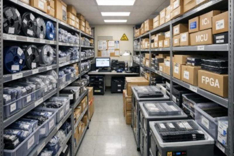 半導体商社のオフィス内倉庫 半導体・電子部品の開梱・検品・梱包作業